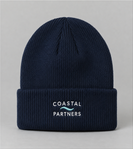 Navy knit beanie with Coastal Partners embroidery